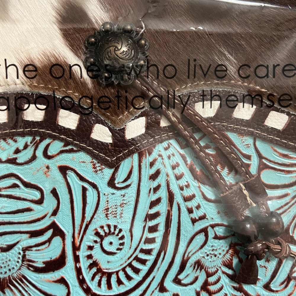 SOLD | Myra Bag Turquoise and Brown Crossbody Bag - Picture 3 of 3